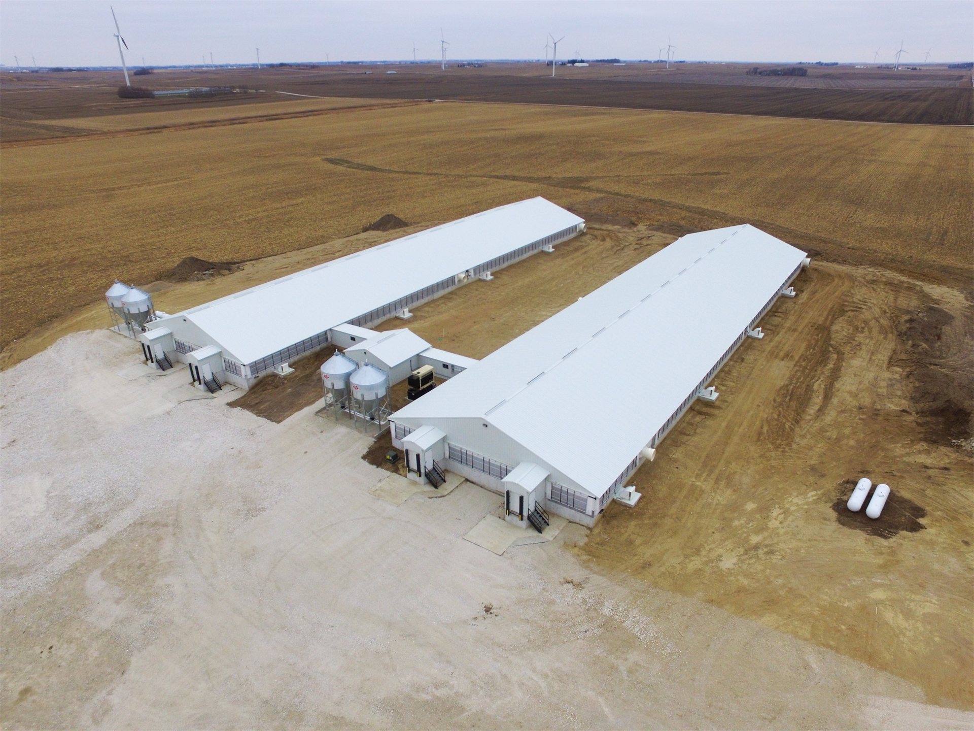 Aerial view of a Quality Ag finishing site